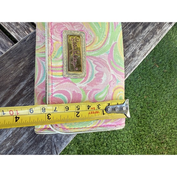Lilly Pulitzer Floral It's a‎ Keeper Mini Wristlet Clutch Pink Gold Trim S - Picture 6 of 12